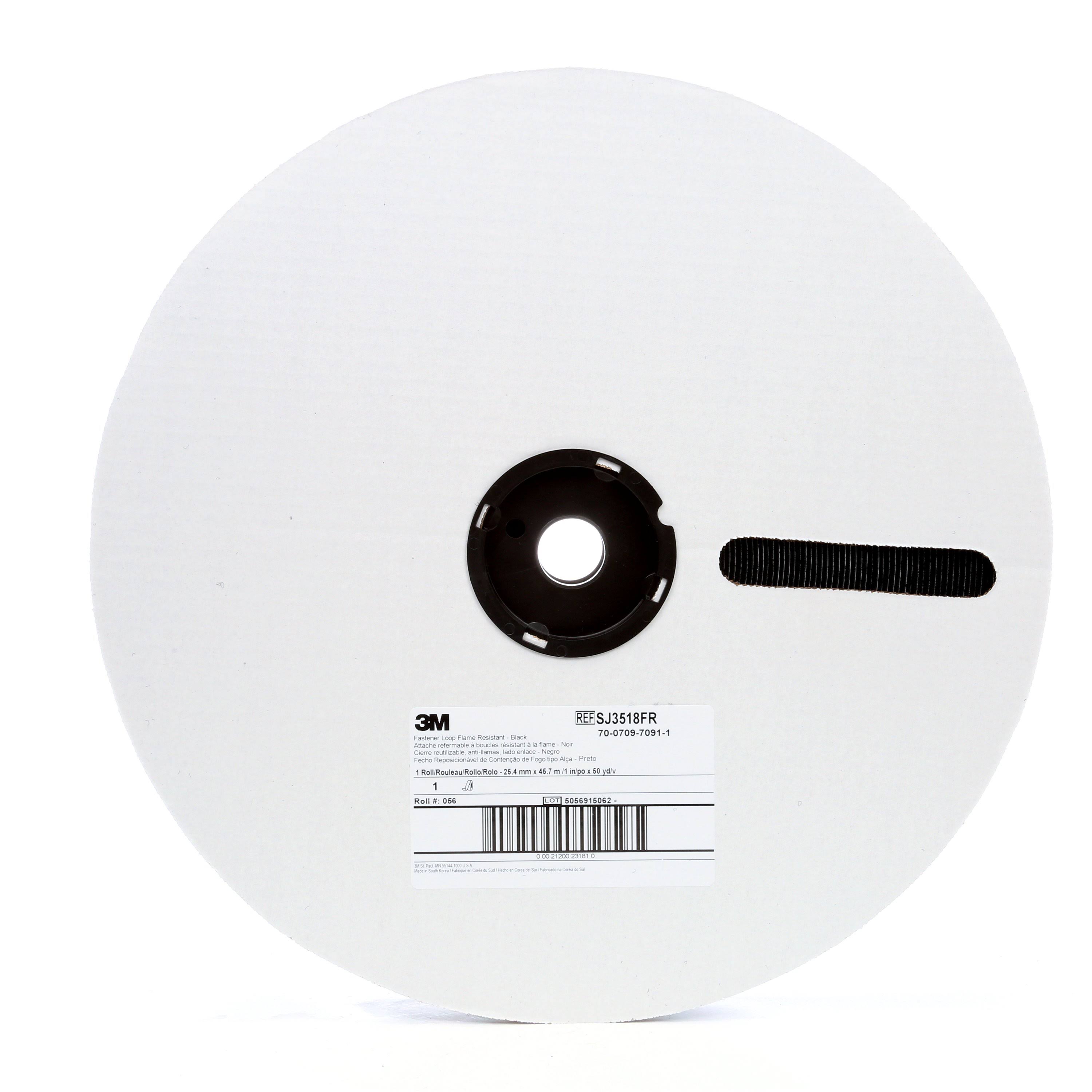 3M SJ3519FR Fastener Hook Flame Resistant Black, 1-1/2 in x 50 yd, 2 per Case