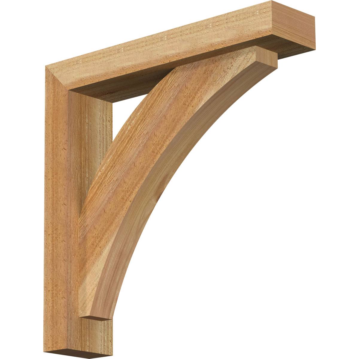 Ekena Millwork BKT0402X18X18THR05RWR 4x22W x 18x22D x 18x22H Thorton Block Rough Sawn Bracket w/ Offset Brace, Western Red Cedar