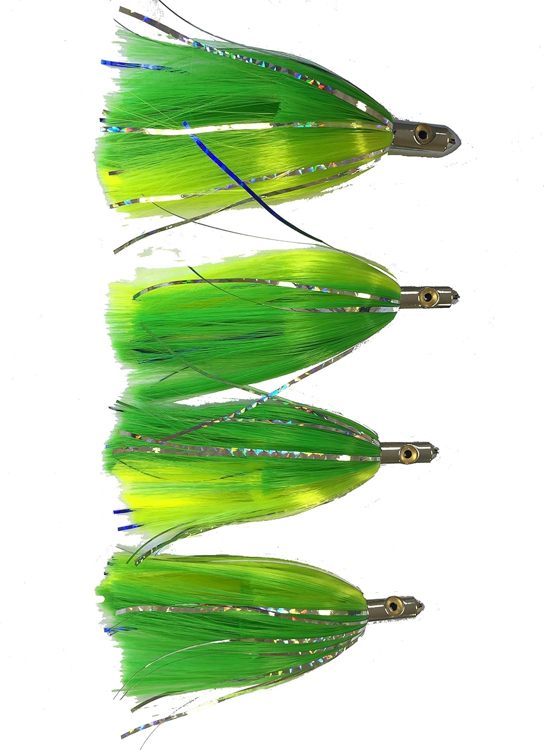 EAT MY TACKLE 4 Pack Green and Yellow Ilander Style Saltwater Fishing Lures