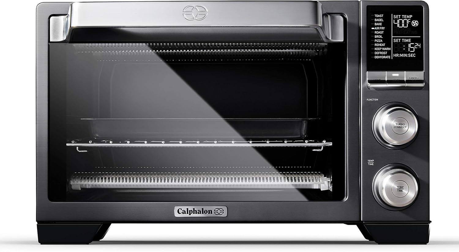 Calphalon Quartz Heat Countertop Toaster Oven, Stainless Steel, Extra-Large Capacity, Black, Dark Gray