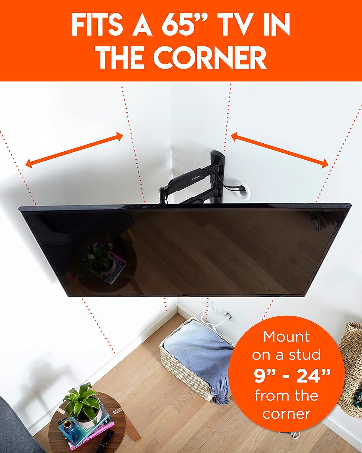 ECHOGEAR Corner TV Wall Mount For TVs Up To 65
