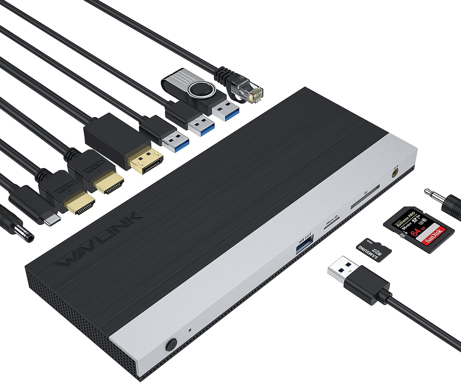 WAVLINK USB C Hub/Docking Station, 12-in-1 Triple Display Type C Adapter with HDMI, VGA, DisplayPort, Ethernet, 2 USB 3.0/2.0, SD/TF Card Reader, Audio Jack, 100W PD3.0 for Mac Windows and More