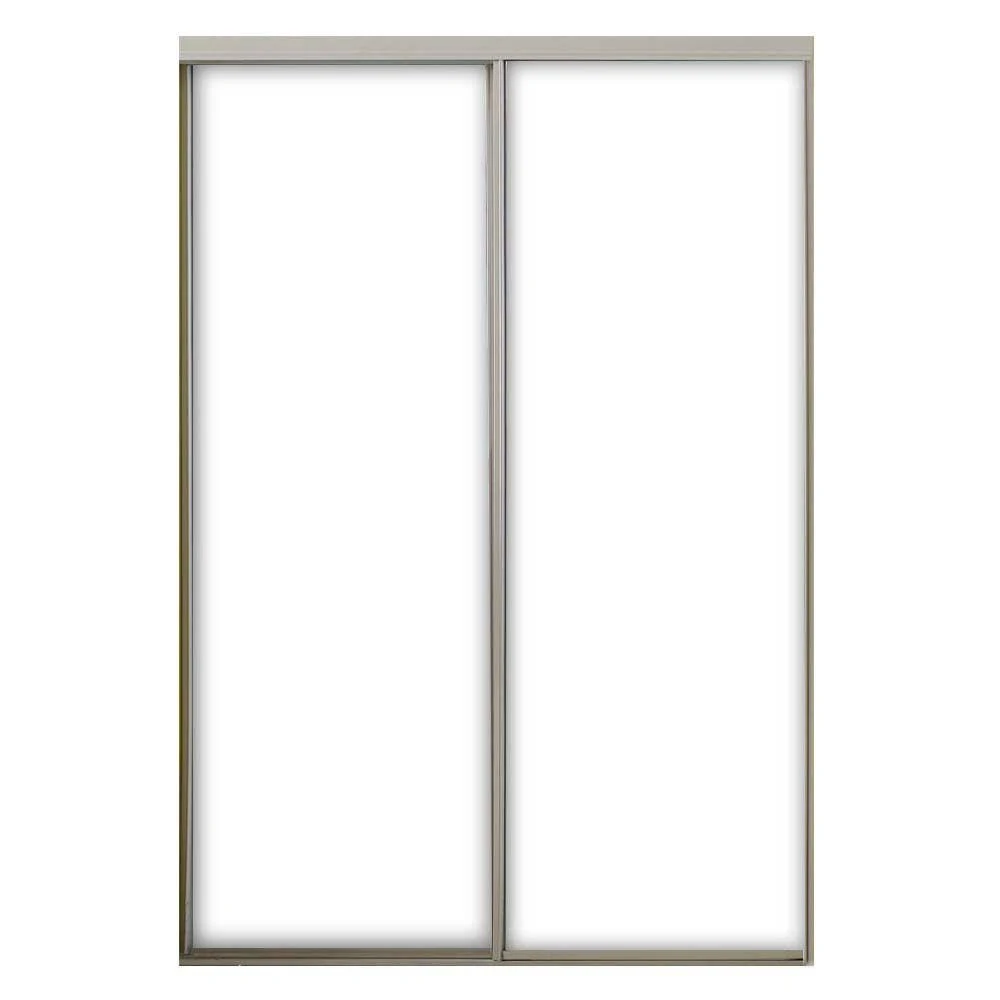 Contractors Wardrobe 71 in. x 96 in. Aspen Gloss White Steel Frame Prefinished White Hardboard Panels Interior Sliding Door