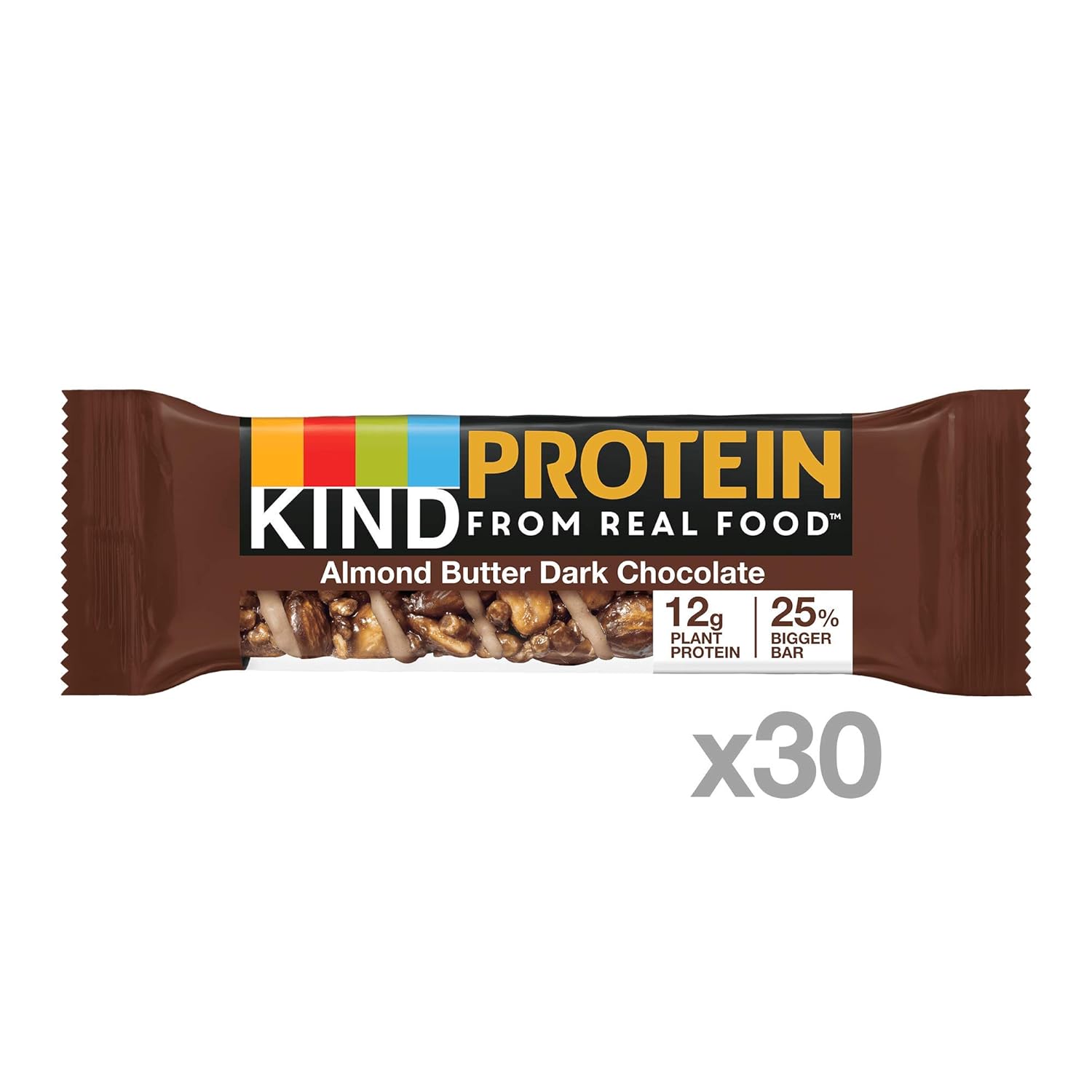 KIND Protein Bars, Almond Butter Dark Chocolate, 30 Count Pack of 2