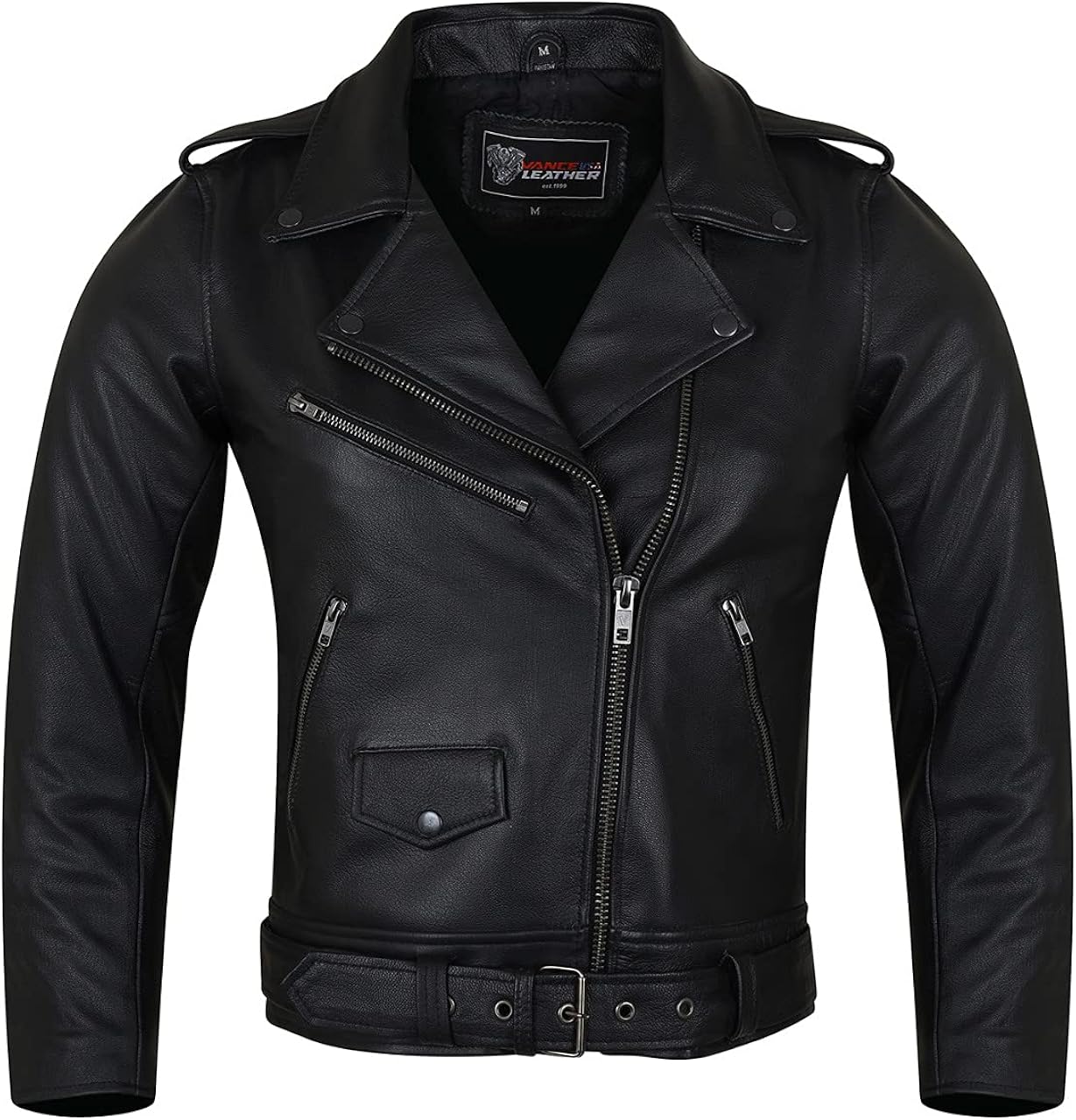 Vance Ladies Premium Lightweight Goatskin Classic Motorcycle Leather Jacket MCJ