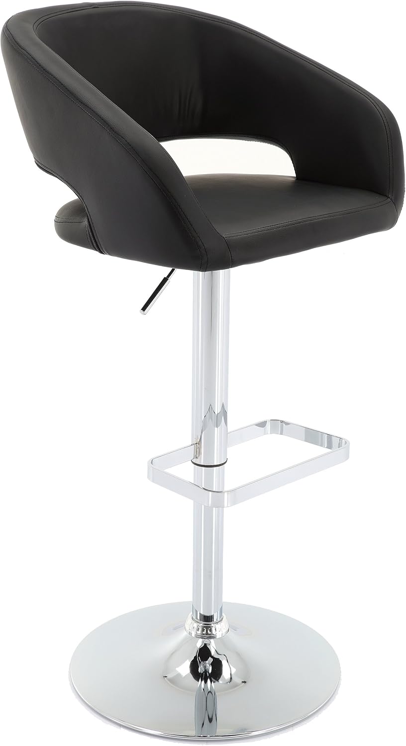 Vogue Furniture Direct Adjustable Leather Barstool, Black