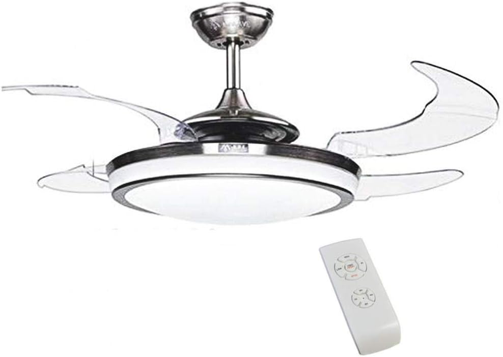 48 Inch Fandelier Ceiling Fan Light with Remote Control, Retractable Fan Blade Chandelier Fan with Silent Motor Ceiling Fan Lamps, Dimmable Ceiling Fan Light