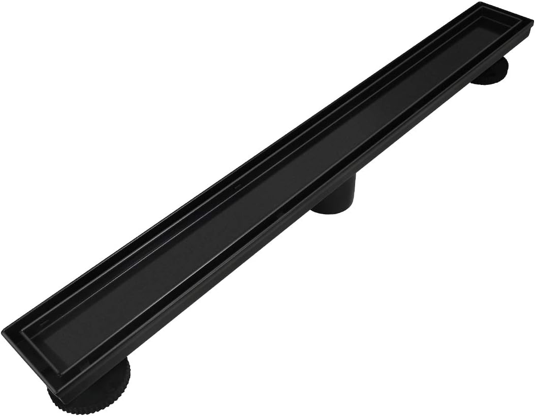 Neodrain 36-Inch Linear Shower Drain,with 2-in-1 Flat & Tile Insert Shiny Black Cover, Rectangle Shower Floor Drain, Floor Shower Drain with Adjustable Leveling Feet, Hair Strainer