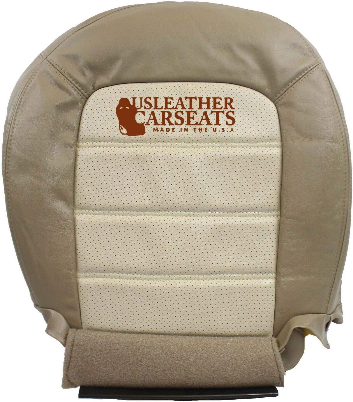 Us Leather Car Seats Compatible with 2002-2005 Ford Explorer Driver Lean Back Perforated Leather Seat Cover Two Tone Tan