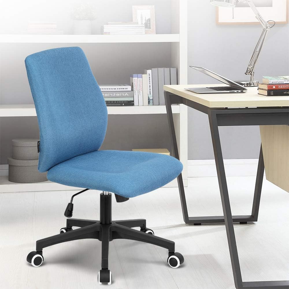 Okeysen Office Desk Chair, Ergonomic Mid Back Armless Task Studio Chair, Fabric Swivel Computer Chair Without Arms. (Gray)