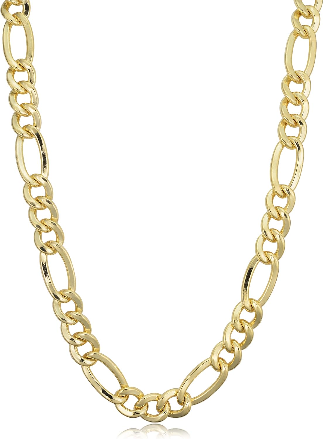 Kooljewelry Solid 14k Yellow Gold Filled 7.8 mm Figaro Chain Necklace (18, 20, 22, 24 or 30 inch)