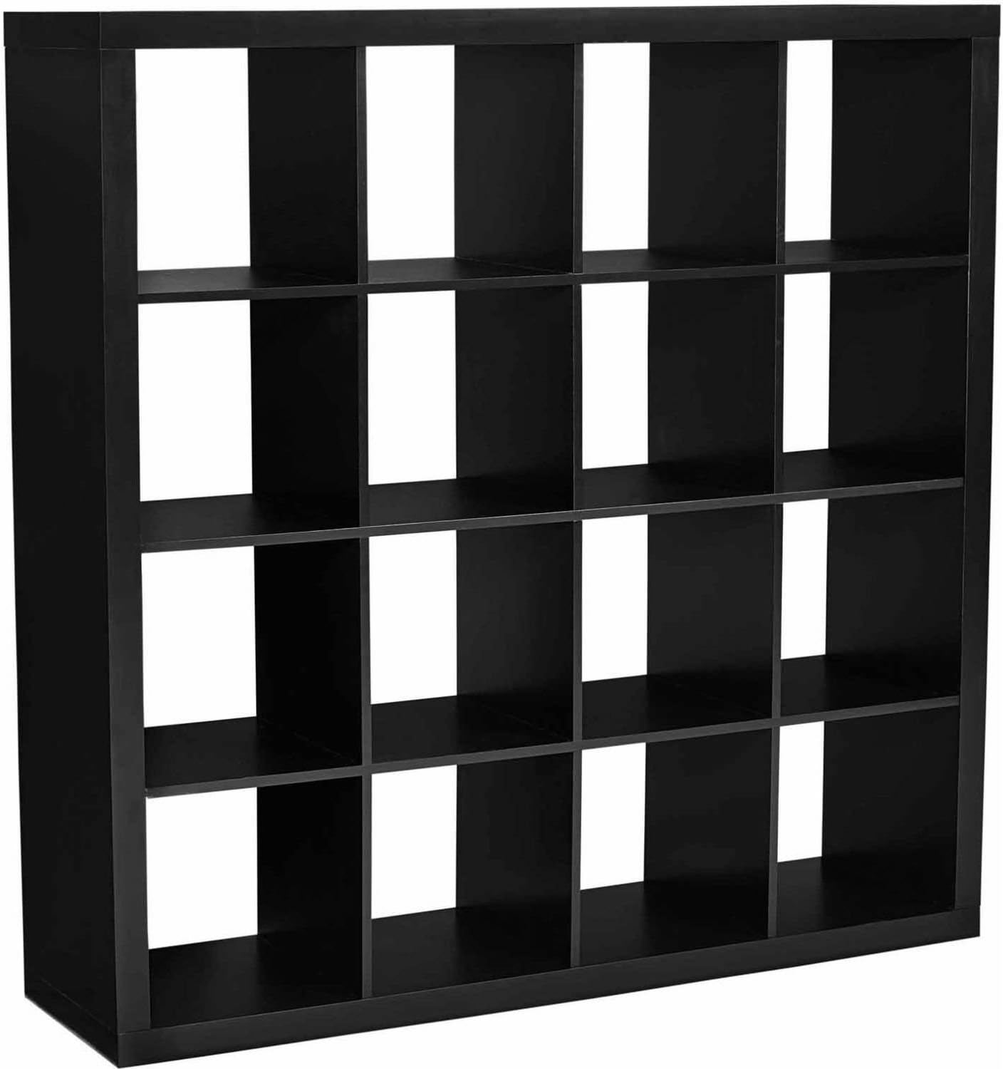 COLIBROX Wood Composite 16-Cube Organizer, Solid Black Color