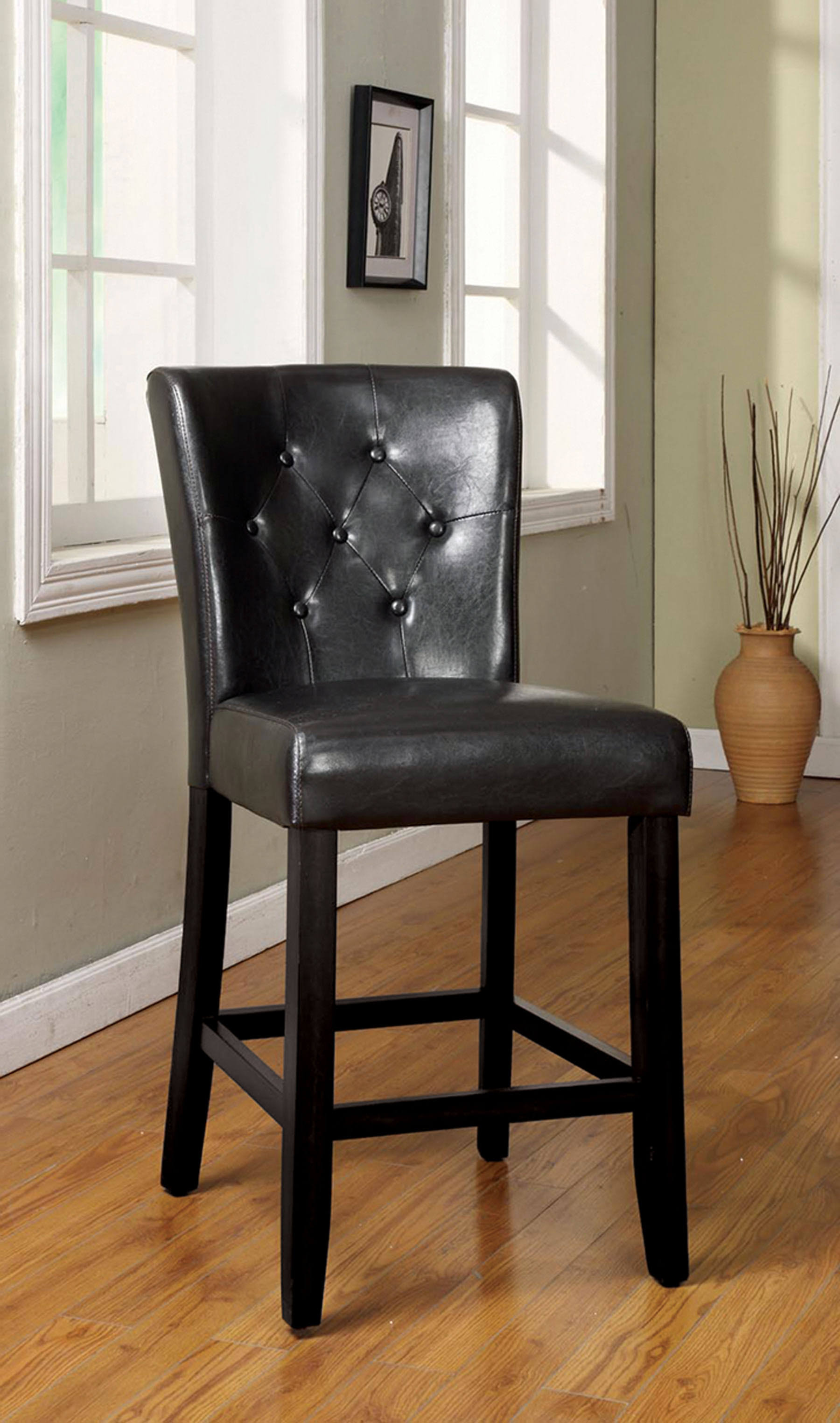 Furniture of America Belleview II Contemporary Counter Height Chair, Black, Set of 2