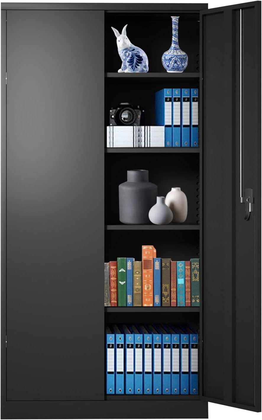 Metal Storage Cabinet with Locking Doors and 4 Adjustable Shelves, 72.05