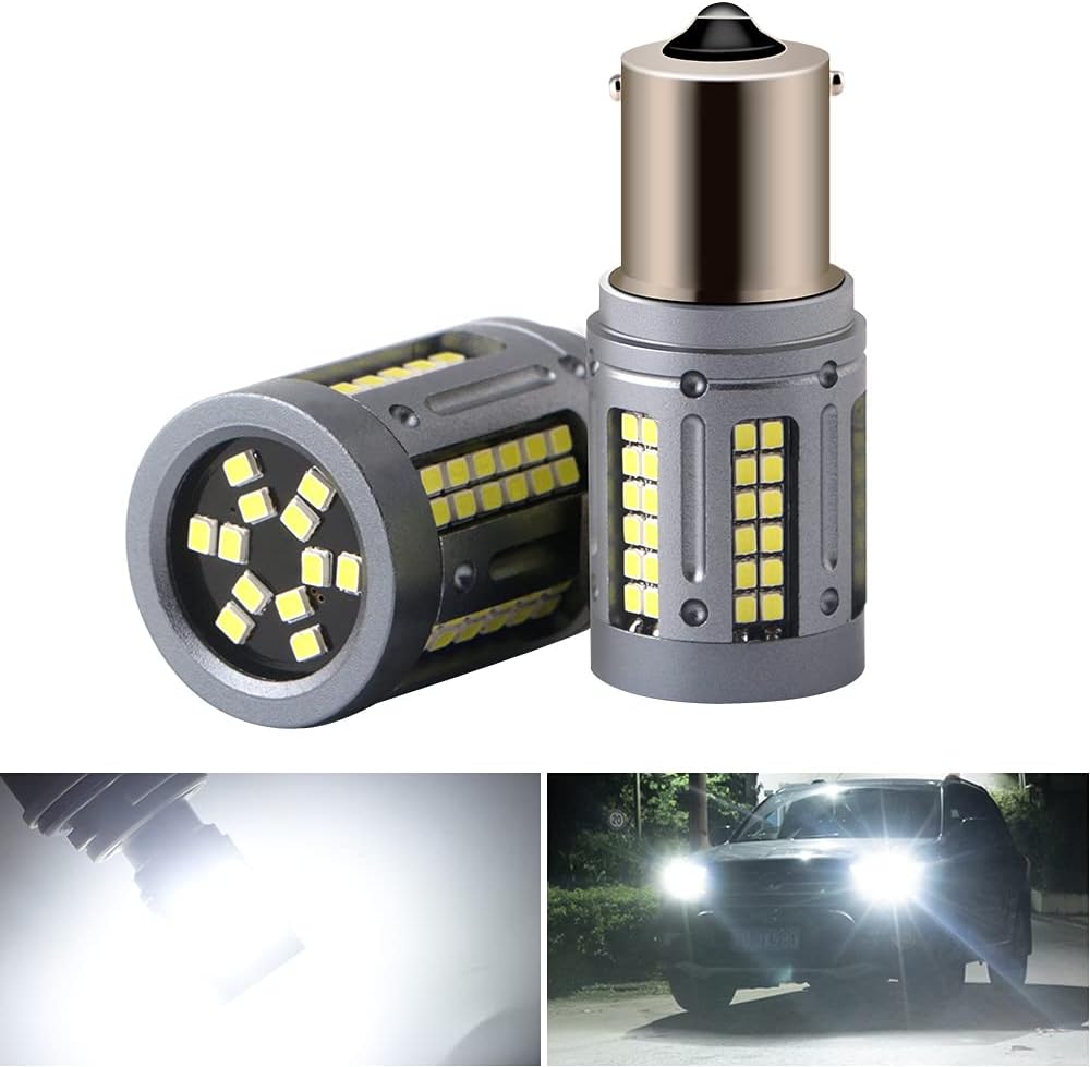 EverBrightt Turn Signal Lights 1156 BA15S P21W (180&deg;)1156 BA15S 1003 7506 1141 CANBUS Free LED Bulb for Car SUV RV Light Brake Light Camper Boat Trunk Travel Trailer Interior Lights White (Pack of 2)