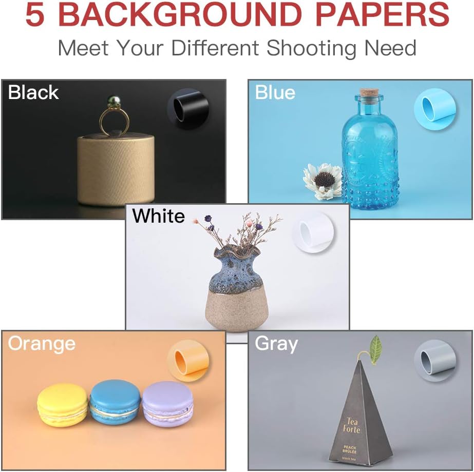 FOSITAN Photo Light Box, 5 Colors Backdrops Photo Studio Box 20