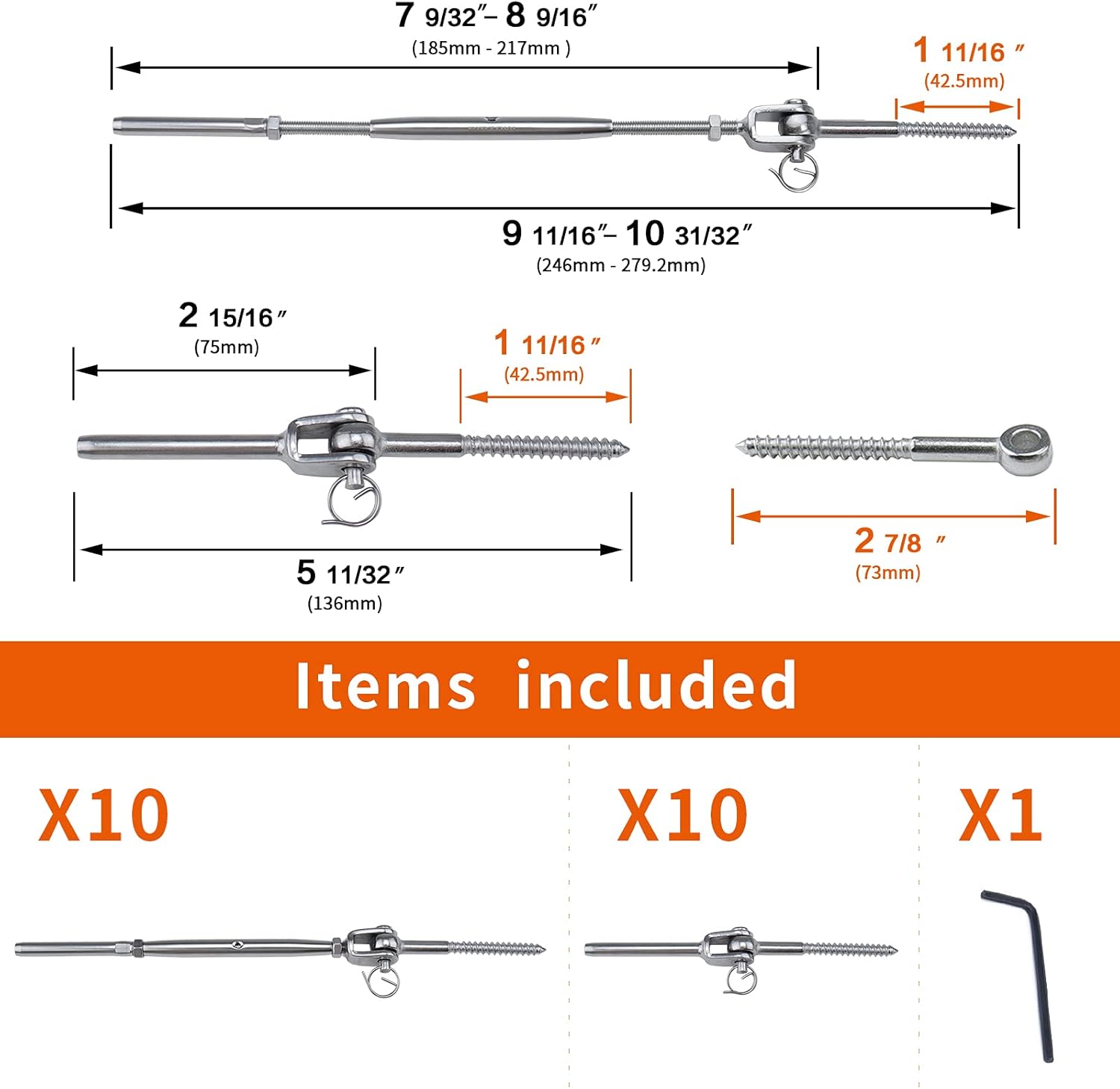 Muzata 10Set Cable Railing Kit 1/8