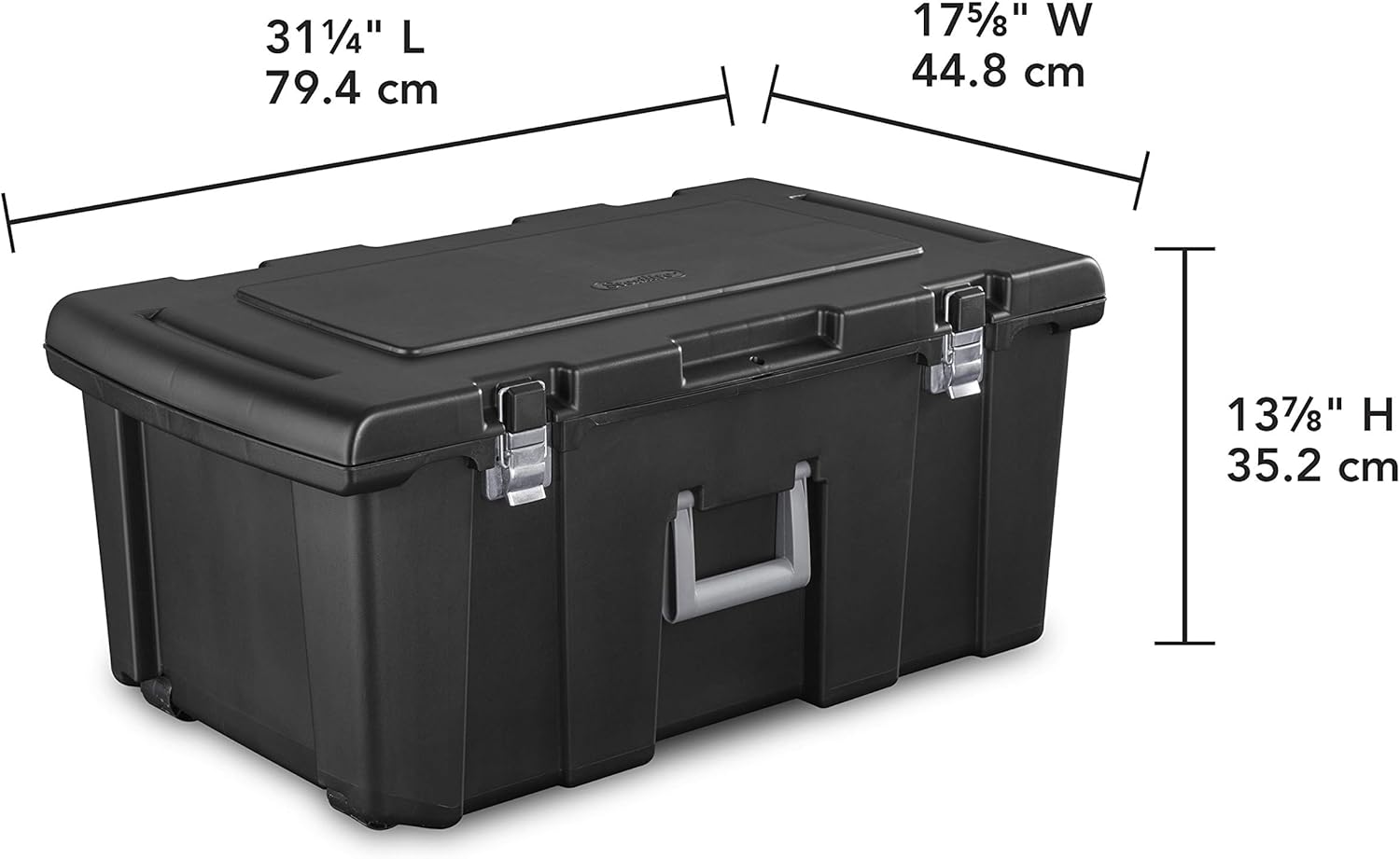 Sterilite 18429001 Footlocker, Black w/ Titanium Handle & Galvanized Steel Latches, 1-Pack