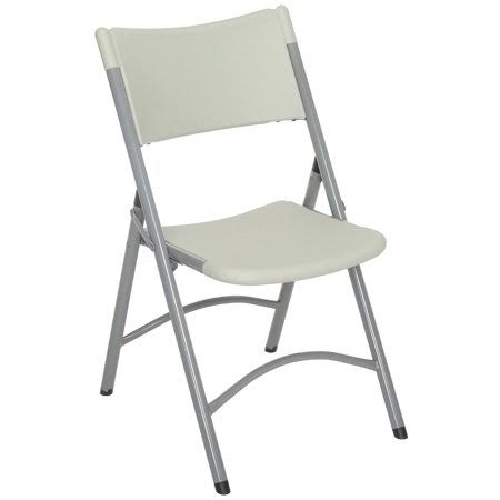 Interion Folding Chair with Mid BACK, Resin, Light Gray - Pkg Qty 4