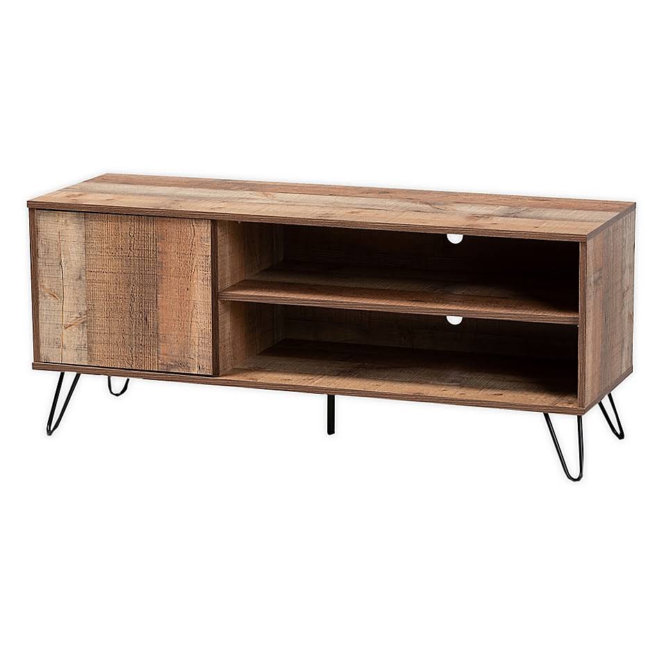 Baxton Studio Sue Rustic Oak 1-Door Wood TV Stand Wood/Black