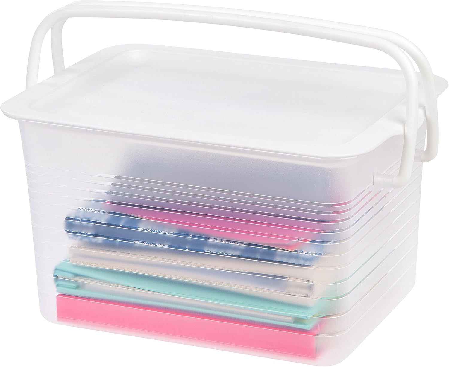 IRIS USA IRIS Medium Stacking Basket w/Handles, Clear