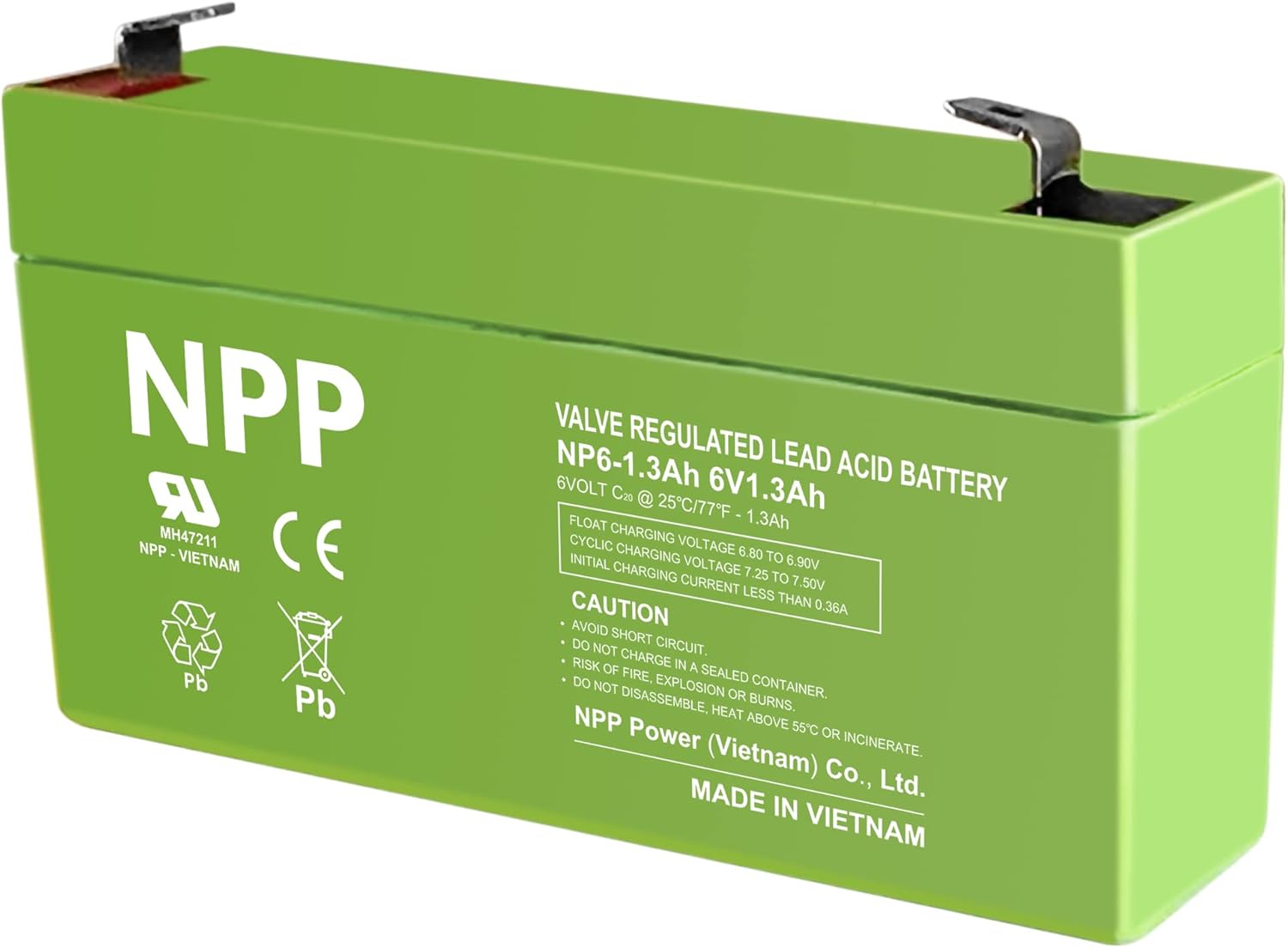 NPP NP6-1.3Ah Rechargeable Sealed Lead Acid 6V 1.3Ah Battery 4 Pcs