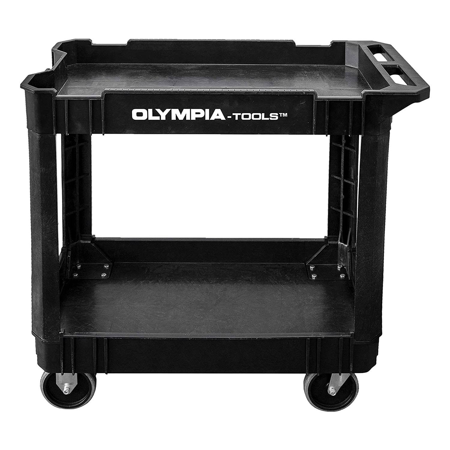Olympia Tools Indoor Outdoor Heavy Duty Rolling Utility Cart w/ Shelves and 500 Pound Capacity for Home, Industrial, Retail, and