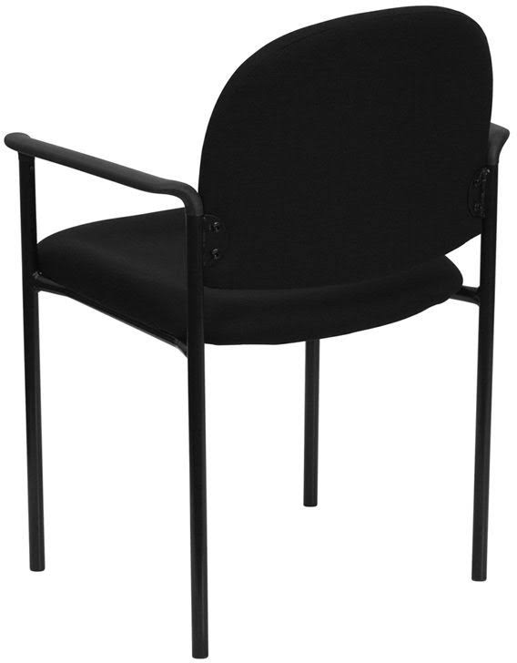 Flash Furniture Embroidered Black Fabric Comfortable Stackable Steel Side Chair with Arms