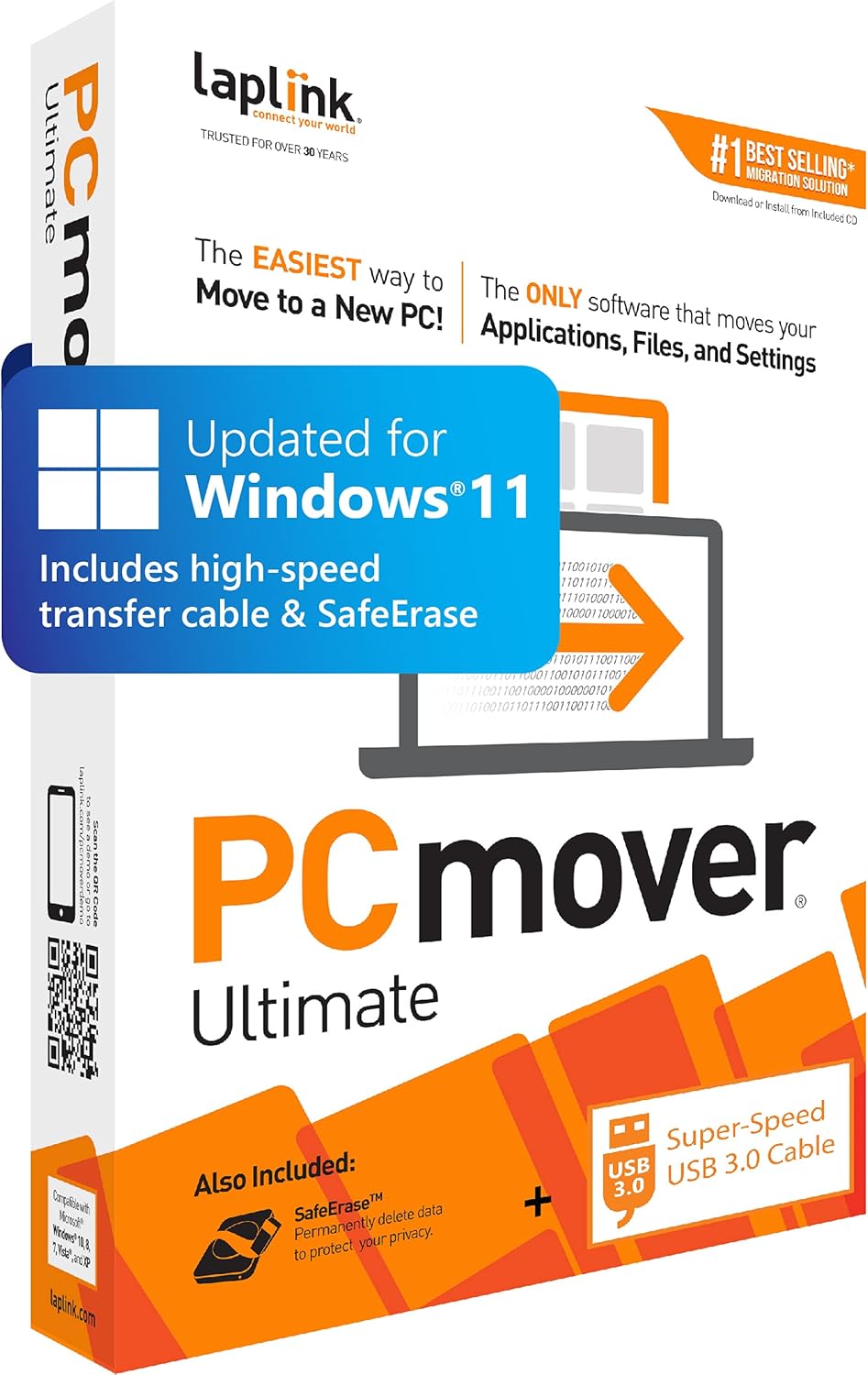 Laplink PCmover Ultimate 11 with SuperSpeed USB 3.0 Cable - 1 Use Pack of 2