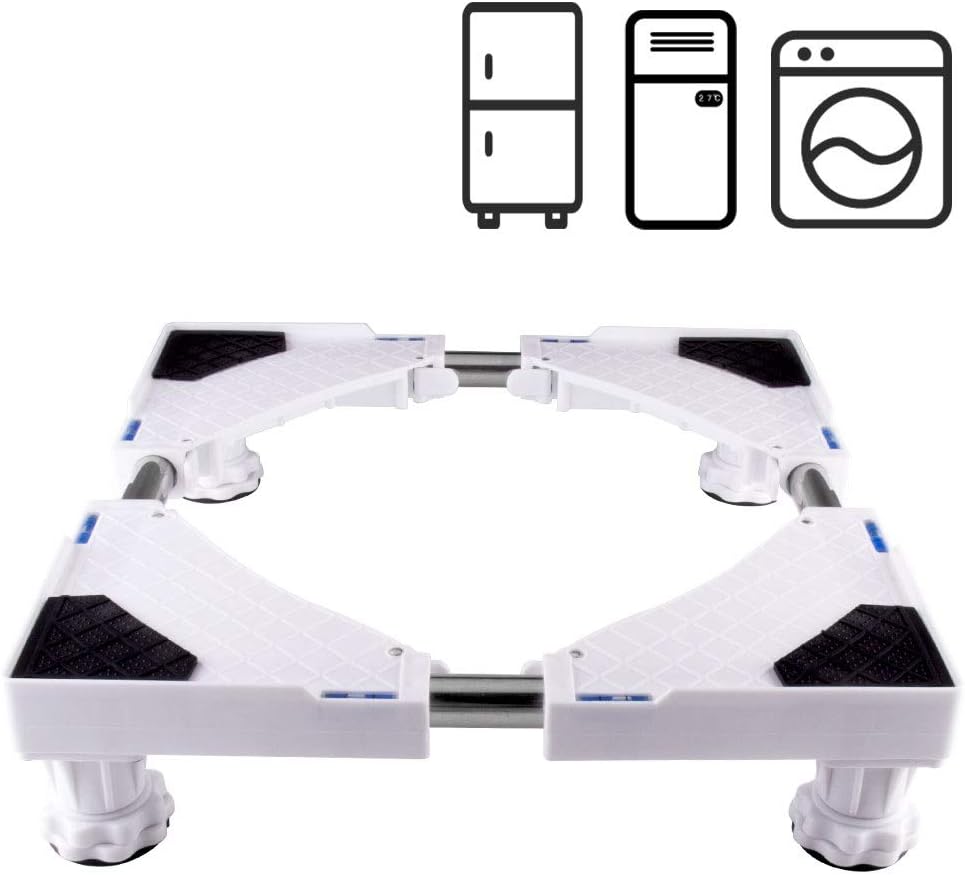 LUCKUP Washing Machine Stand Multi-Functional Refrigerator Base with 4 Strong Adjustable Feet Laundry Pedestal for Washer, Dryer and Fridge, White