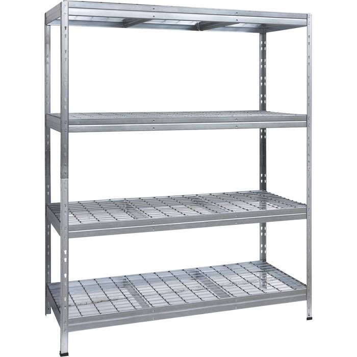 AR Shelving Galvanized Wire Deck Shelving - 4 Shelves, 880-Lb. Capacity per Shelf, 59.5Inch W x 24inch D x 71inch H, Model Wire