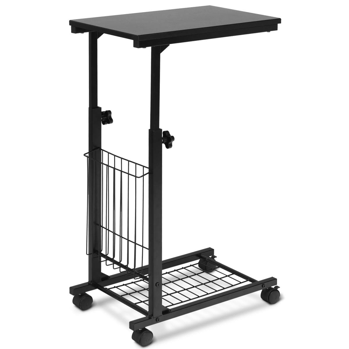 Porch u0026 den Mitchum Black Steel Rolling Adjustable C-Shaped End Table