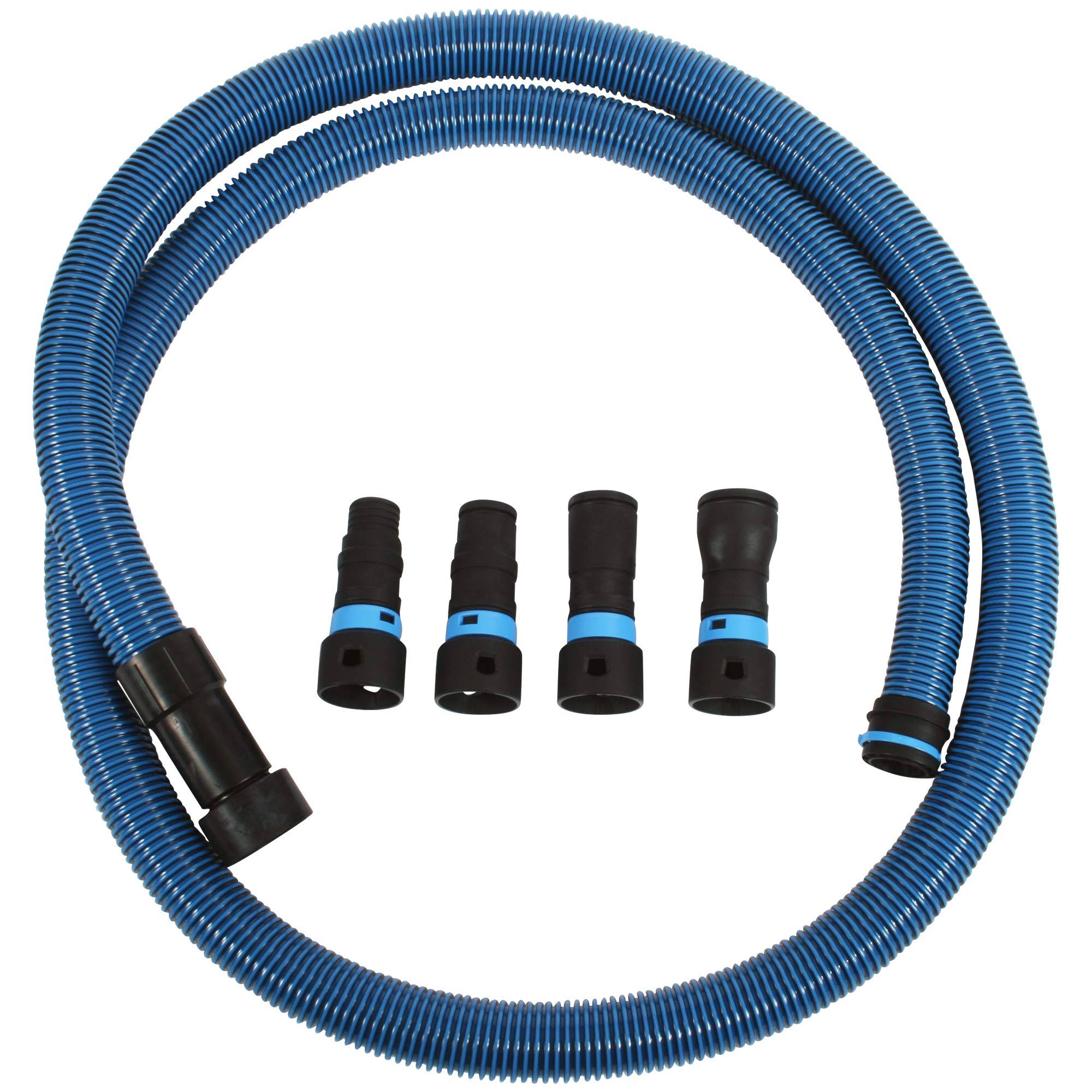 Cen-Tec Systems 95204 Antistatic Vacuum Hose and Shop Vacs with Expanded Multi-Brand Power Tool Adapter Set, 10 ft, Blue