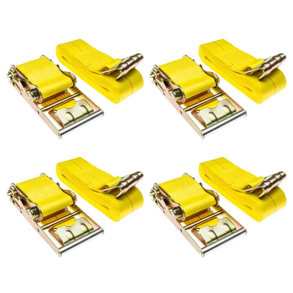 4x22 x 40& Heavy-Duty Ratchet Strap with Flat Hooks - 4 Pack