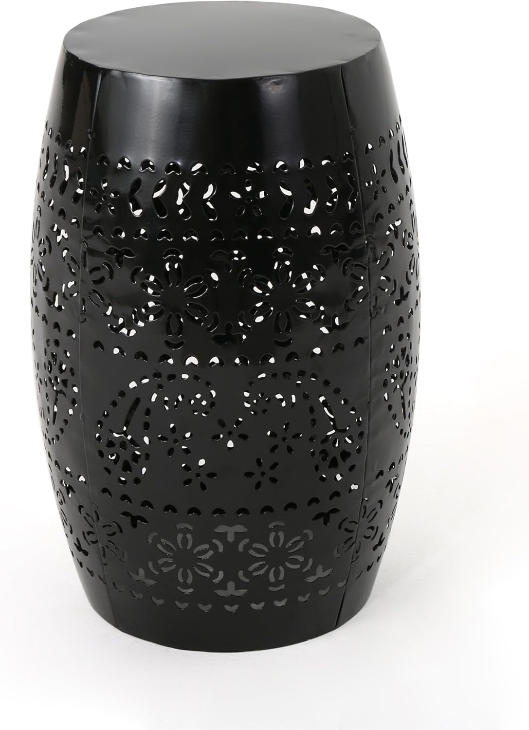 Christopher Knight Home Apollos Indoor Lace Cut Iron Accent Table, Black Pack of 2