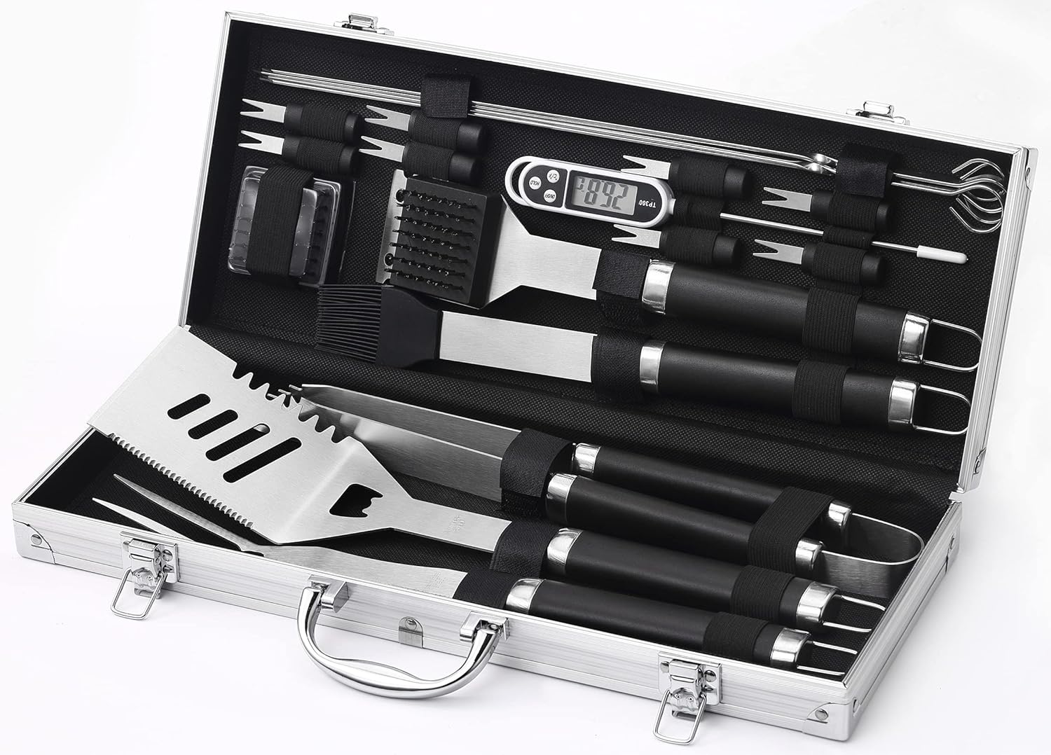 ROMANTICIST 20Pcs Extra Thick Solid Stainless Steel Grill Accessories , Complete BBQ Tools Set for Men , Professional Grill Tools Set for Camping/Backyard Barbecue Pack of 2