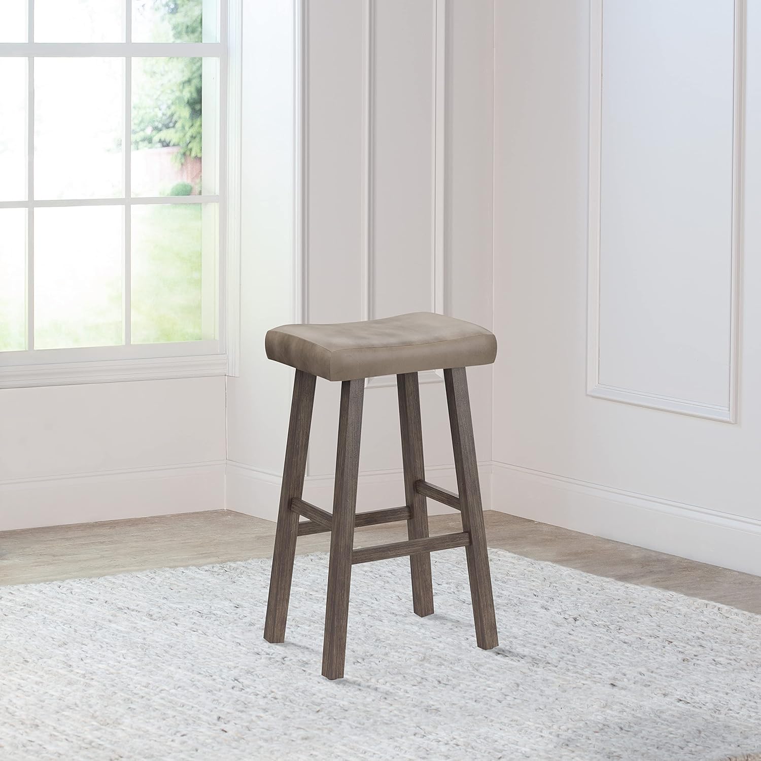 Hillsdale Furniture Saddle Counter Stool, Rustic Gray Pack of 2