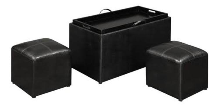 Convenience Concepts Designs4Comfort Sheridan Storage Bench with 2 Side Black