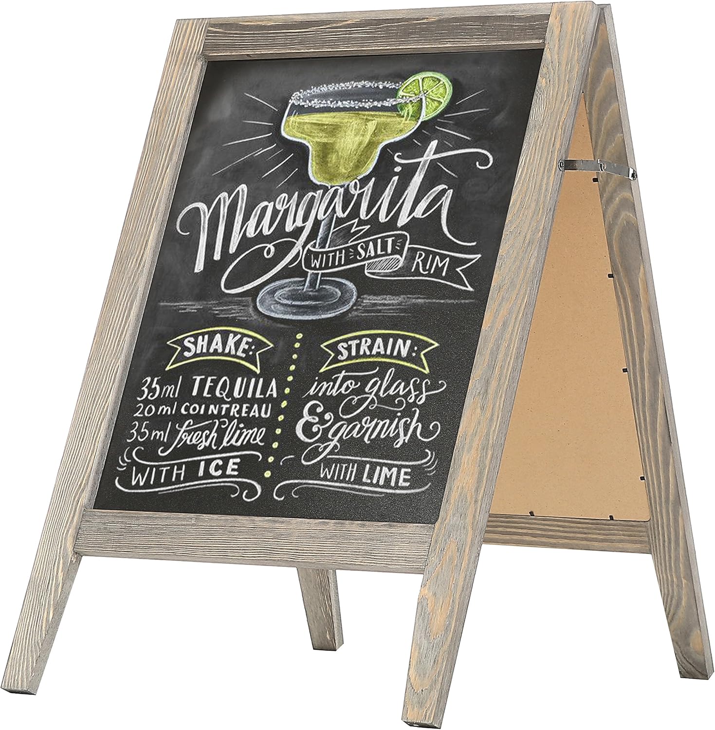 MyGift Rustic Stained Vintaged Wooden Freestanding A-Frame Double-Sided Chalkboard Sidewalk Sign Pack of 2