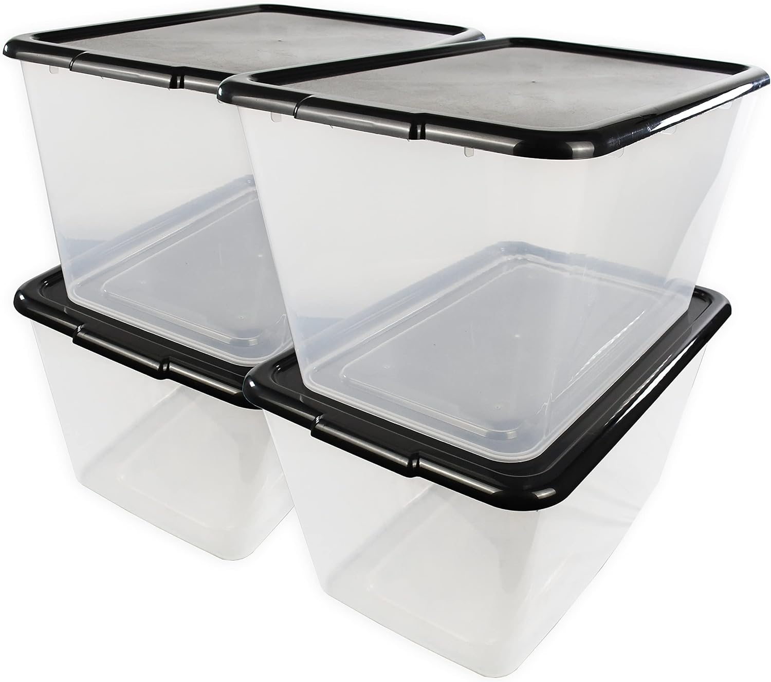 SimplyKleen 14.5-gal. Reusable Stacking Plastic Storage Containers with Lids, Red/Clear (Pack of 4)