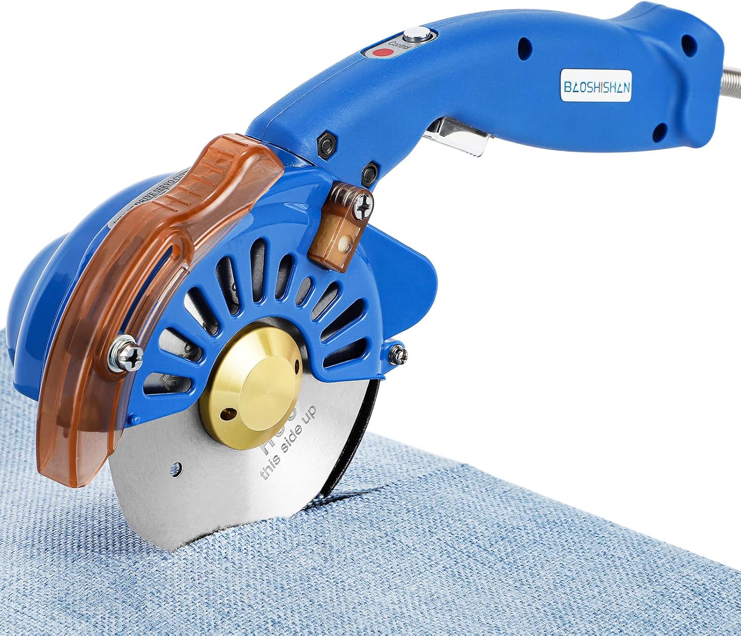 BAOSHISHAN Electric Fabric Rotary Cutter Speed Adjustable Scissors 100mm/4inch Round Blade 27mm/1.06inch Thickness Cutting Machine for Multilayer Fabric Leather Cloth Carpet 110V (Purple)