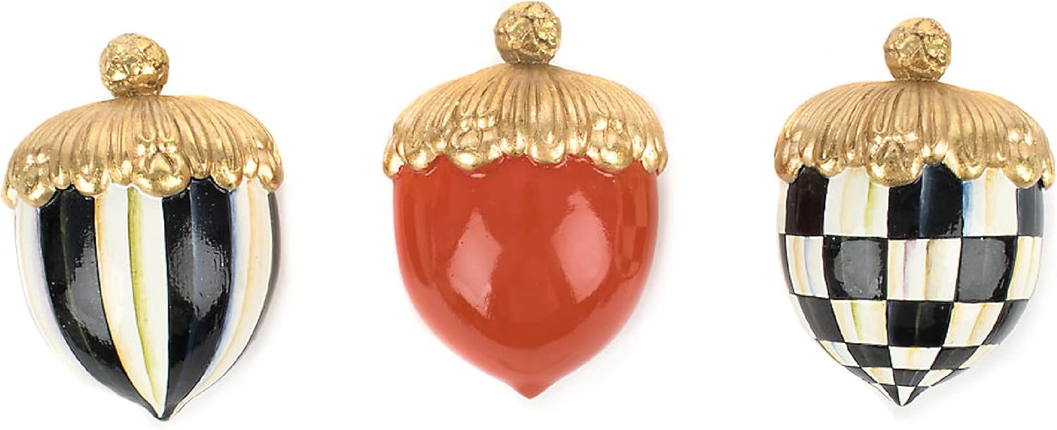 MacKenzie-Childs Courtly Acorns for Decorating, Table Decorations for Living Room, Dining Table Centerpieces, and More, Set of 3