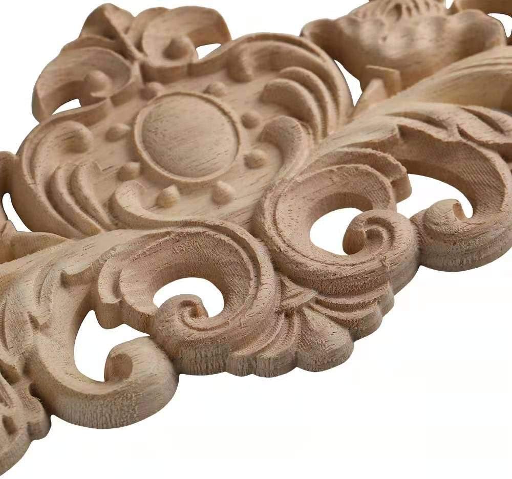 U D Applique,80x20cm European Style Wood Carving Applique DIY Decoration for Home Furniture Courtyard Corner Onlay Applique Pack of 2