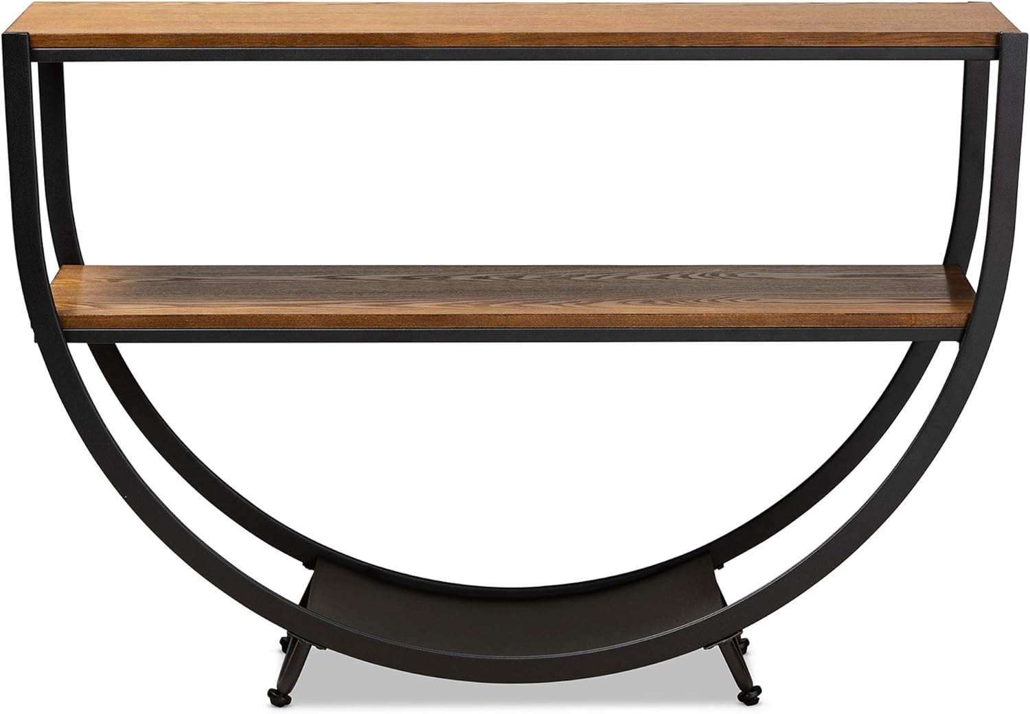 Baxton Studio Blakes Rustic Industrial Style Antique Textured Metal Distressed Wood Console Table, Black