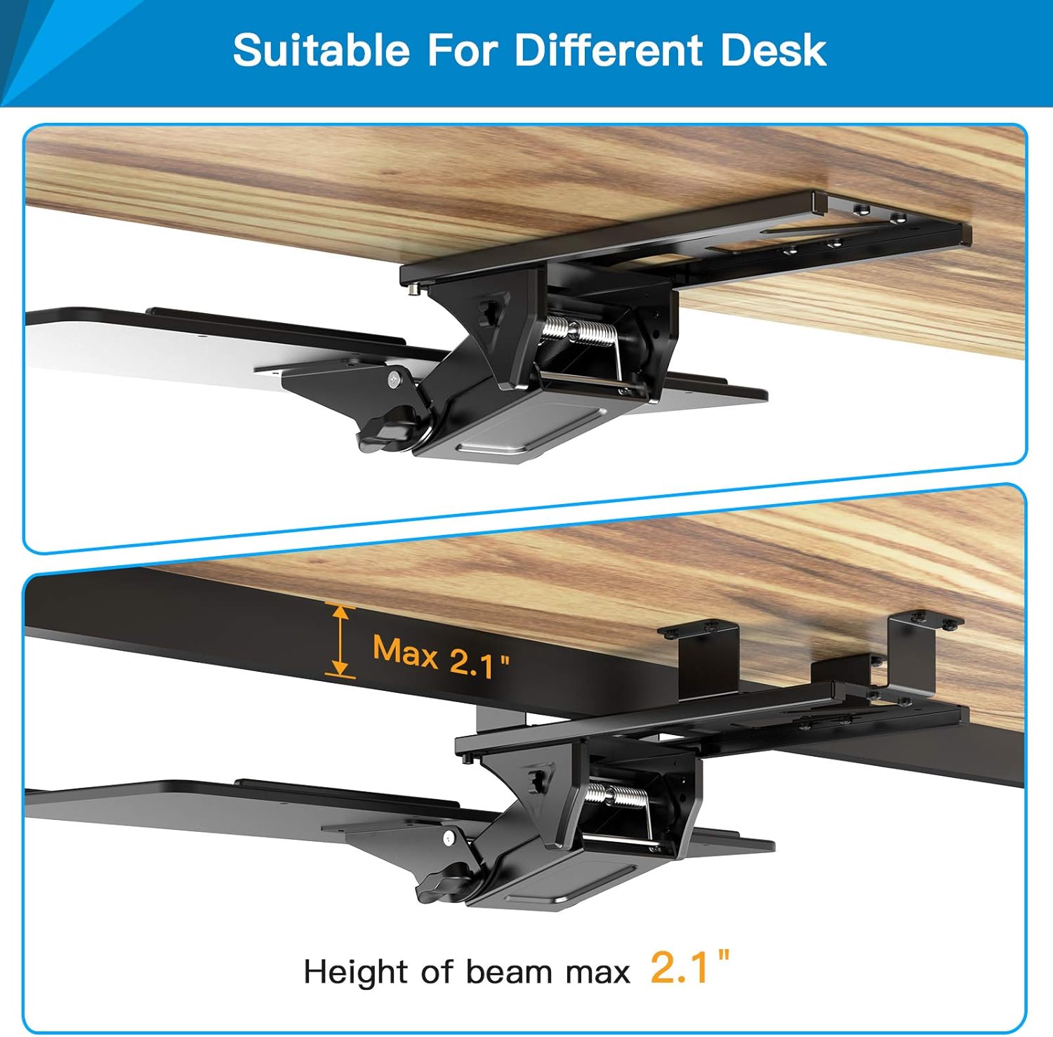 HUANUO Adjustable Keyboard Tray - Ergonomic Under Desk Computer Keyboard & Mouse Platform Tray, 26&rdquo; x 9.6&rdquo;,Black