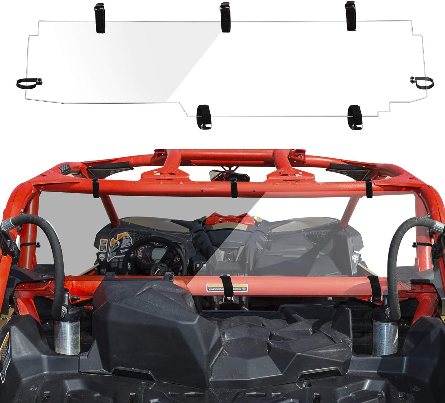 Kemimoto X3 Rear Back Windshield Compatible with 2017-2022 Can Am Maverick X3/ X3 Max PC Heavy Duty Full Clear X3 Back UTV Window