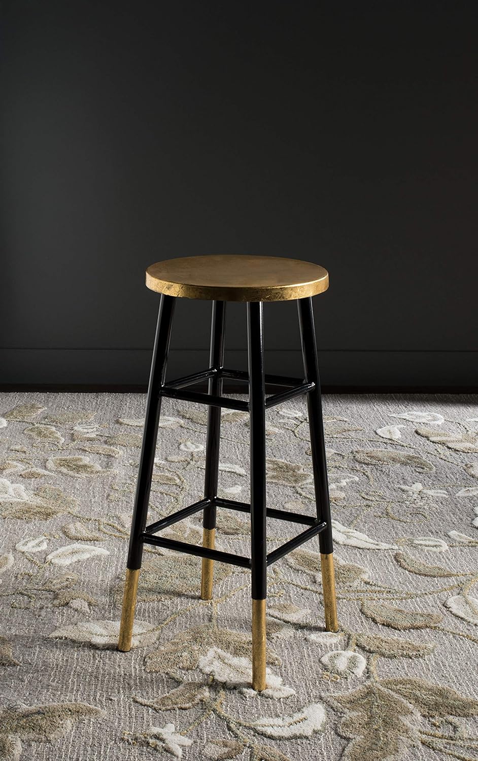 Safavieh Home Collection Emery Black and Dipped Gold Leaf 30-inch Barstool