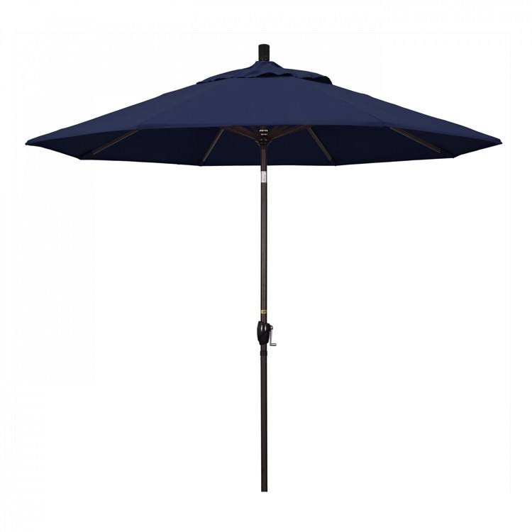 California Umbrella Pacific Trail Series 9' Patio Umbrella with Bronze Aluminum Pole and Ribs Push Button Tilt Crank Lift and Ol