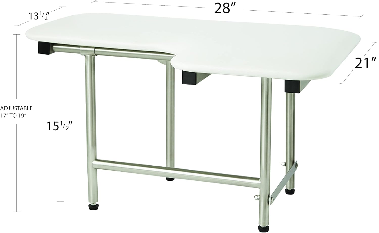 Seachrome SSL2-280225-NW Transfer Shower Seat with Legs, 28 in, White