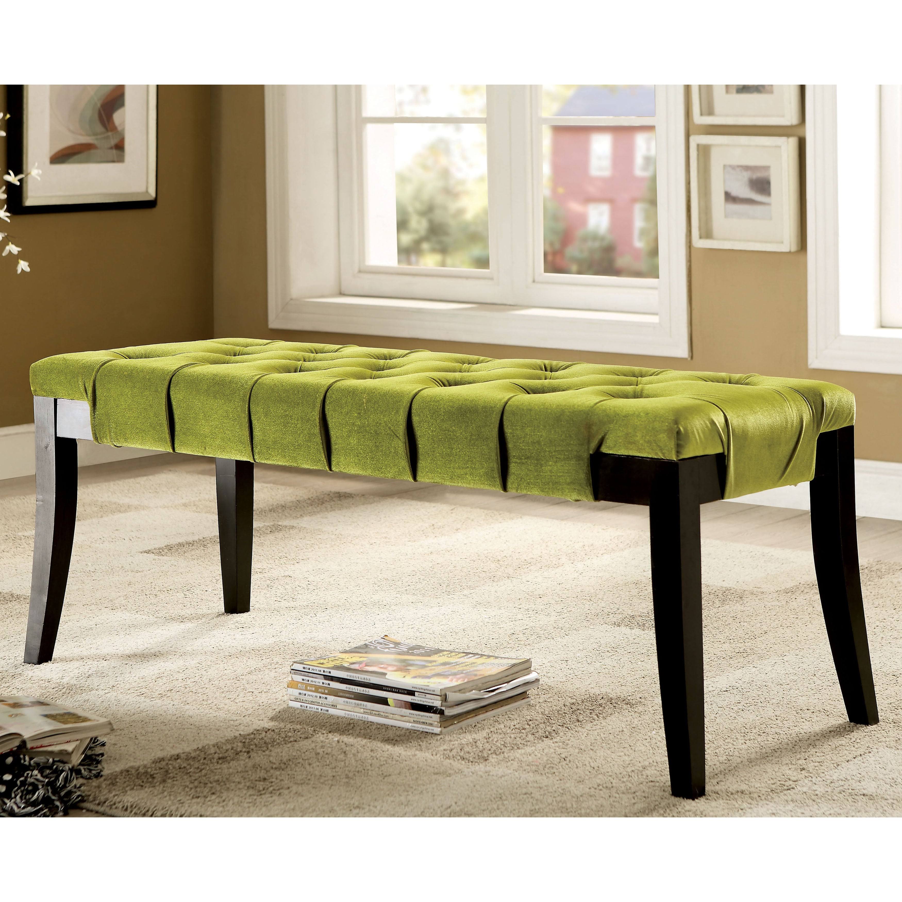 Furniture of America Adelie Contemporary Tufted Accent Bench (Green)